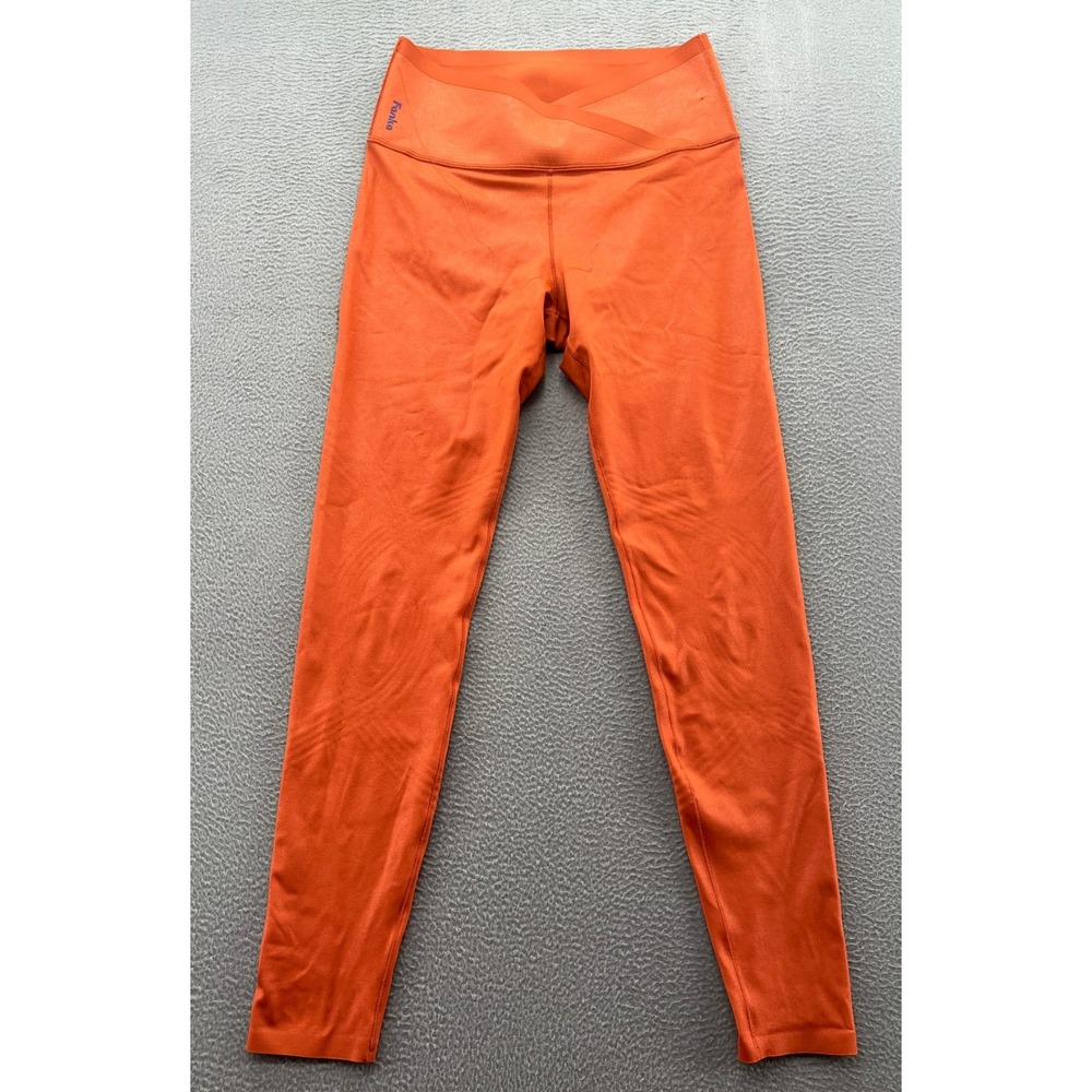 Fanka Body Sculpt Leggings Sz M Crossover Waist Orange High Rise Activewear